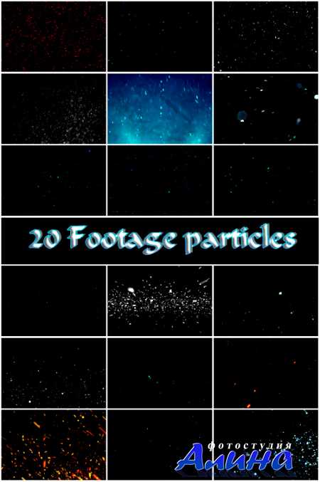 20 particles footage on a dark background